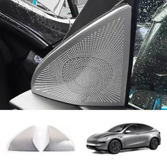 Stainless Steel Front Door Triangle Speaker Covers for Tesla Model Y Juniper 2025+ - T-Launch