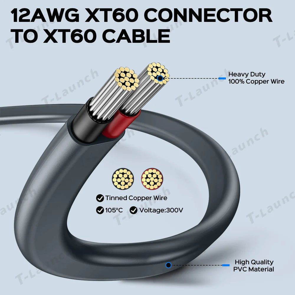 Starlink Gen 3 Performance XT60 12AWG Heavy-Duty Extension Cable - 10FT/3M - T-Launch