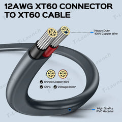 Starlink Gen 3 Performance XT60 12AWG Heavy-Duty Extension Cable - 10FT/3M - T-Launch