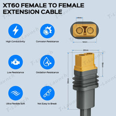 Starlink Gen 3 Performance XT60 12AWG Heavy-Duty Extension Cable - 10FT/3M - T-Launch