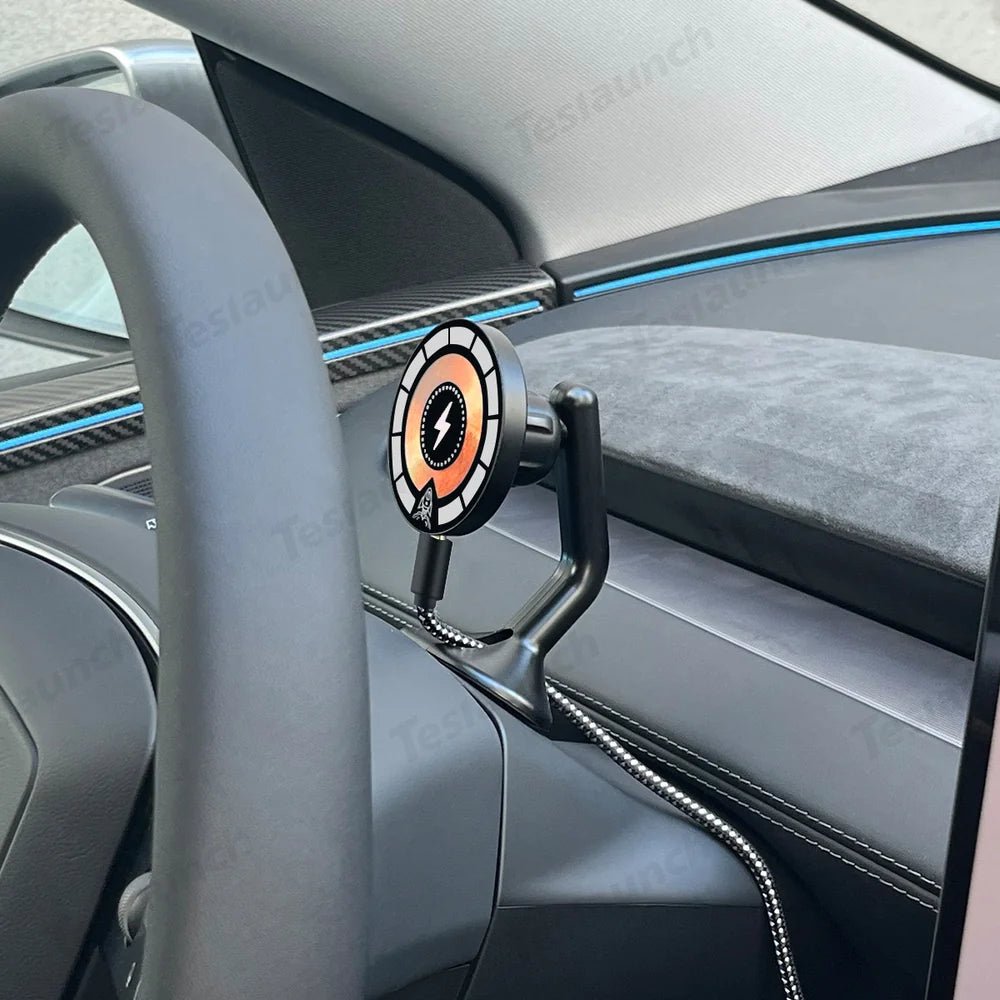 Steering Wheel Magnetic Magsafe Wireless Charging Phone Holder For Tesla Model 3/Y(2017-2025) - T-Launch