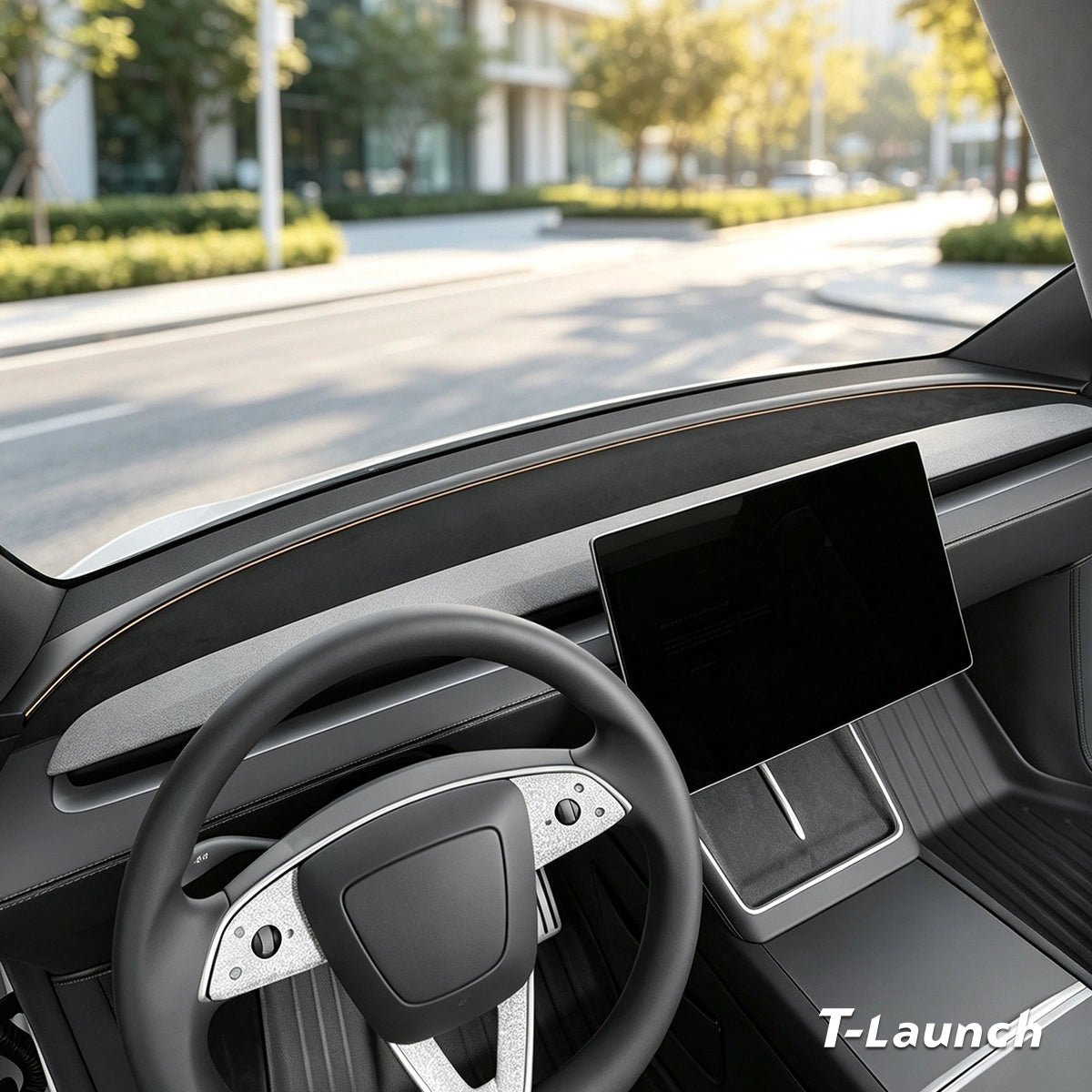 Suede Dashboard Sunshade & Anti-Glare Mat for Tesla Model Y L 2026+ - T-Launch