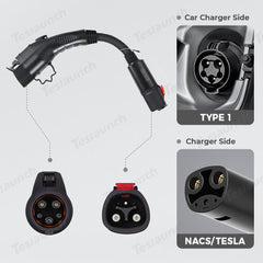 Tesla to J1772 Adapter Charger 60Amp / 250V AC Max, For All Tesla Model S/X/3/Y , For Level 1 - Level 2 Charging, IP44 Weatherproof - T-Launch