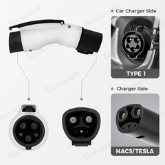 To J1772 Adapter Charger for Tesla All Model S/X/3/Y, 40Amp / 250V AC Max, For Level 1 - Level 2 Charging, IP44 Weatherproof - T-Launch