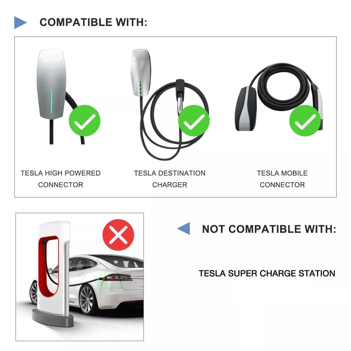 To J1772 Adapter Charger for Tesla All Model S/X/3/Y, 40Amp / 250V AC Max, For Level 1 - Level 2 Charging, IP44 Weatherproof - T-Launch