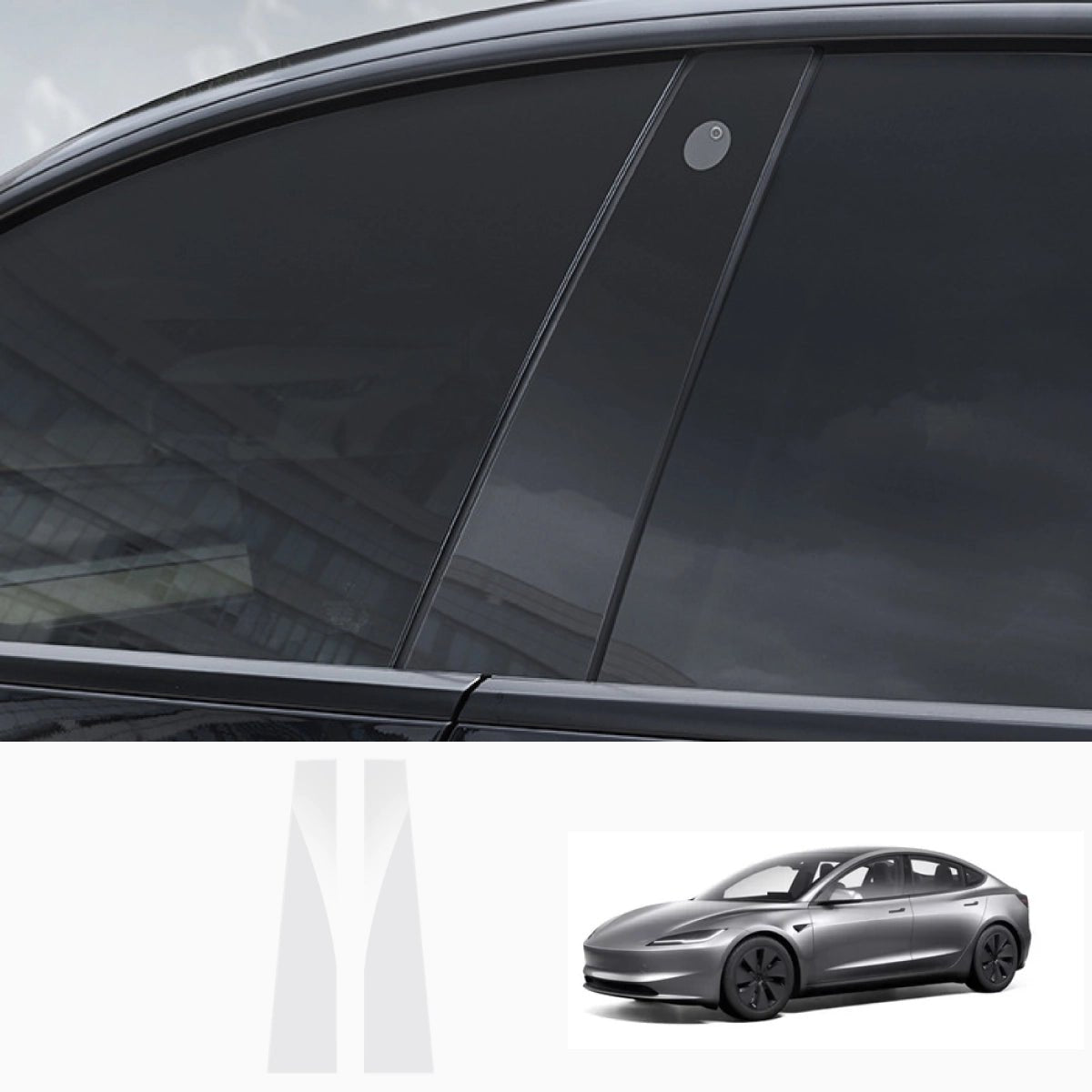 TPU B-Pillar Anti‑Scratch Protective Film for Tesla Model 3/Y 2017+ - T-Launch