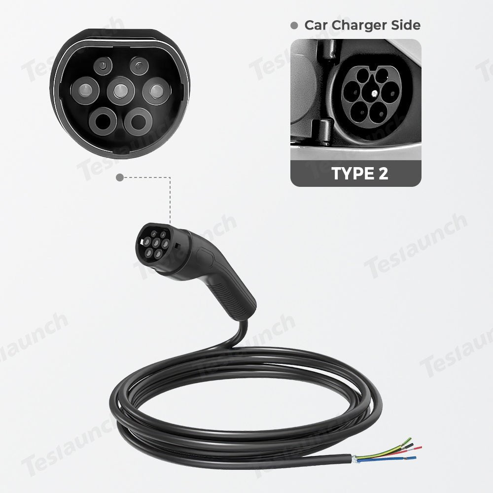 Type 2 Extension Cable - Compatible with All IEC 62196 EV Chargers - T-Launch
