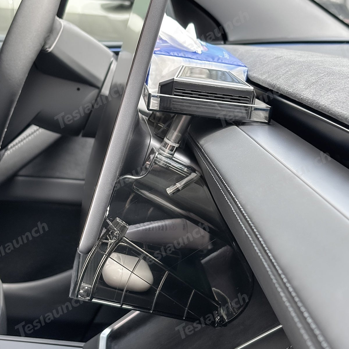 Under Central Control Screen Hidden Storage Box with Tray for Tesla Model Y Juniper 2025+ - T-Launch
