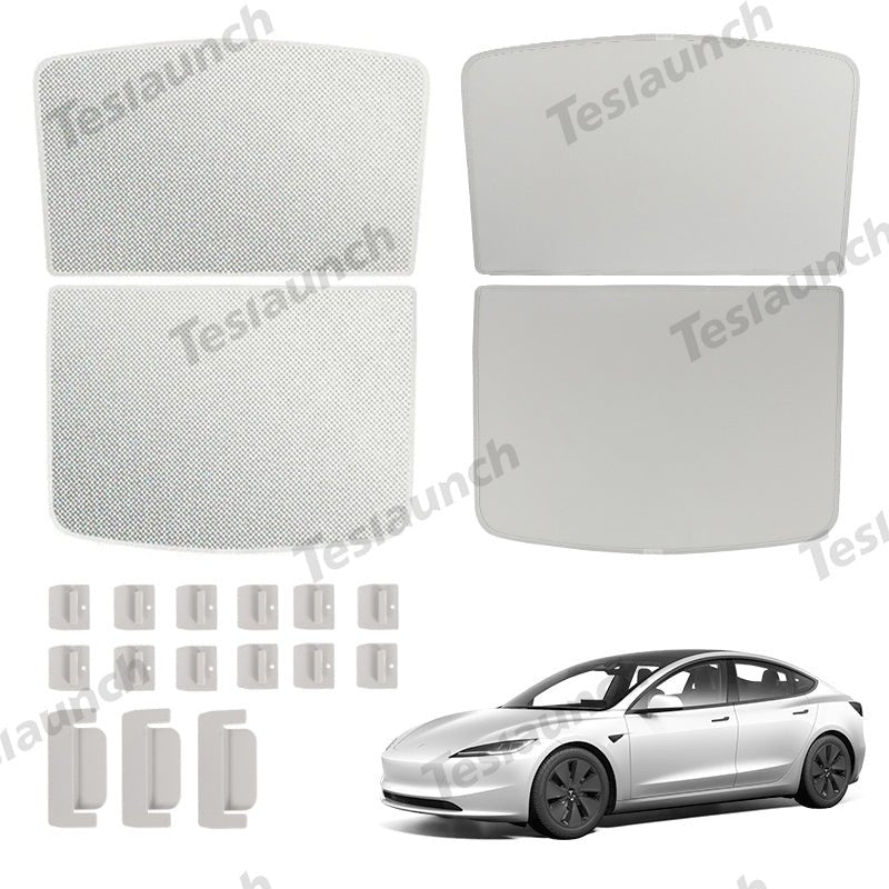 Upgrade Built-in Reflective Sunroof Sunshade for 2024+ Model 3 Highland - Lightweight Reflective Silver Coated Sun Visor - T-Launch