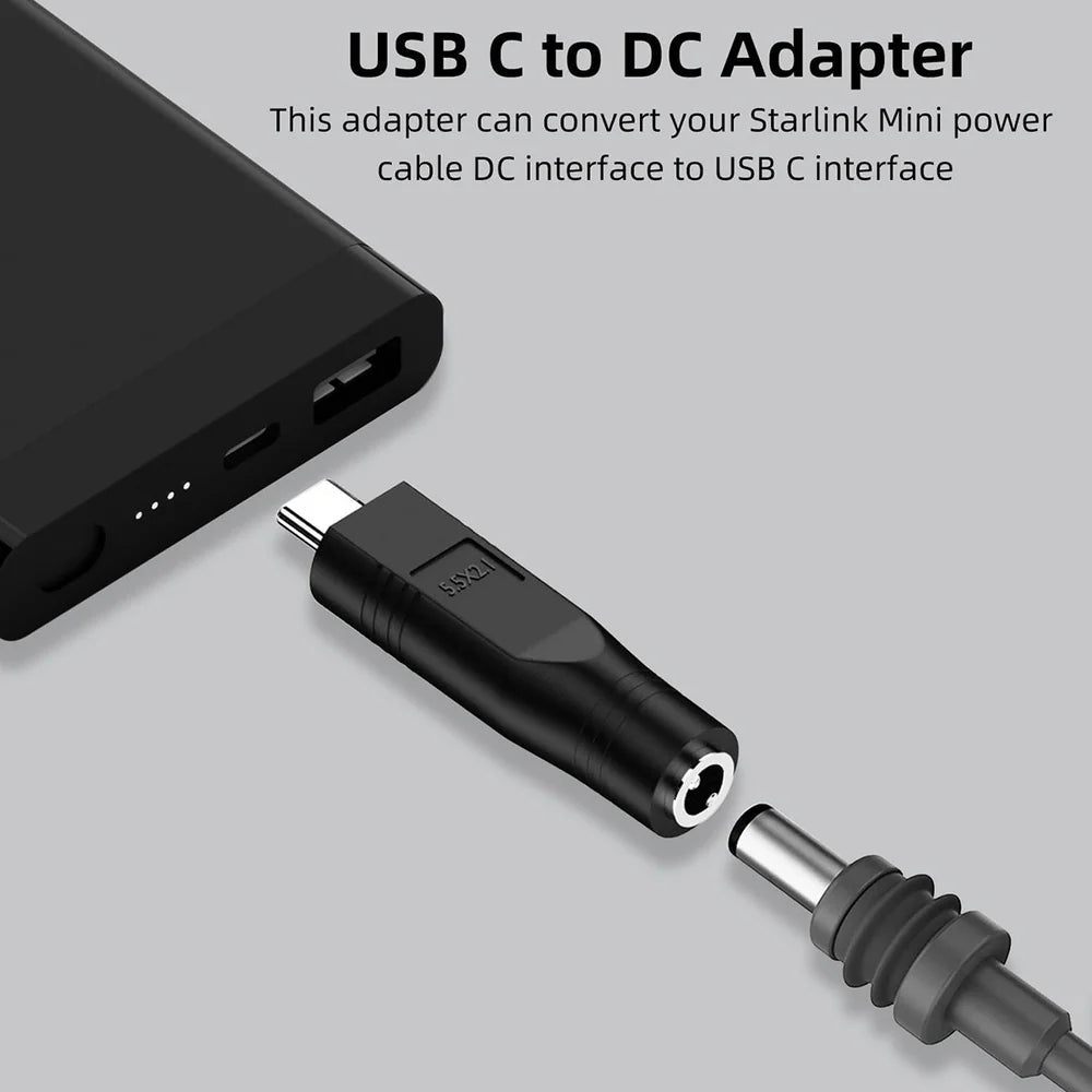USB-C Male to DC Female Power Cable Adapter for Starlink Mini - T-Launch
