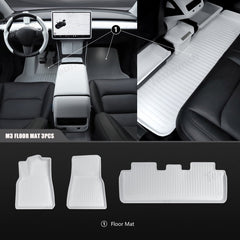 White TPE All Weather Floor Mat for Tesla Model 3/Y - T-Launch