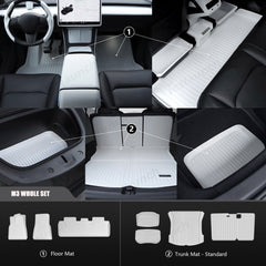 White TPE All Weather Floor Mat for Tesla Model 3/Y - T-Launch
