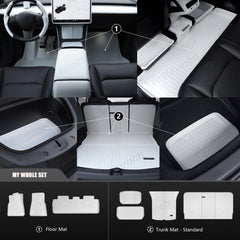 White TPE All Weather Floor Mat for Tesla Model 3/Y - T-Launch