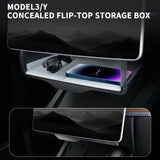 Model 3/Y Hidden Foldable Central Control Screen Lower Storage Box for Tesla (Suitable for 2024 Model 3 Highland)