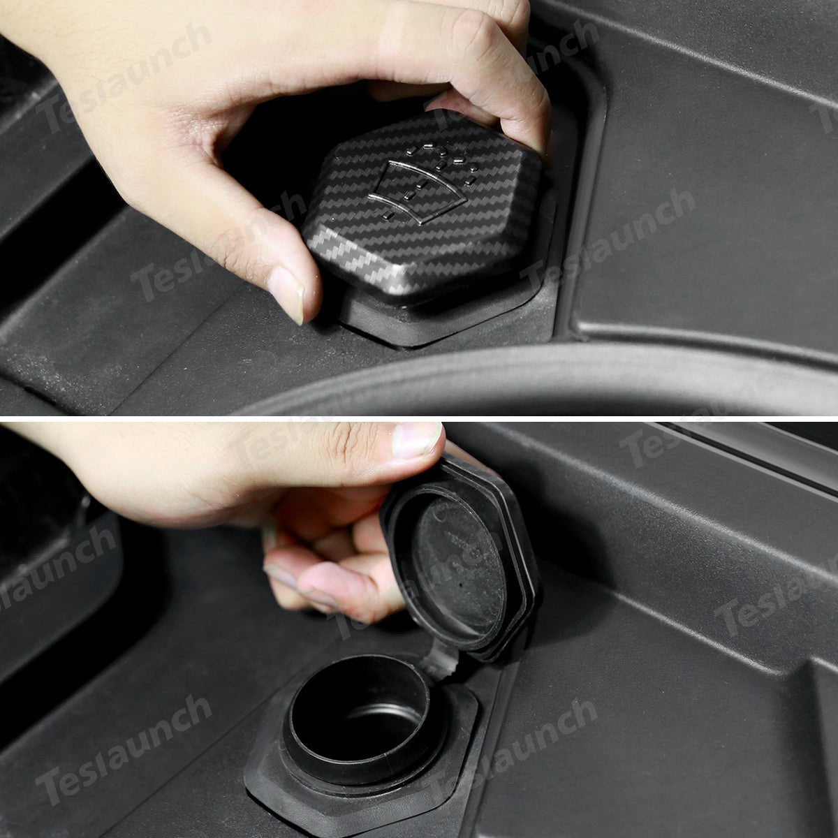 Windshield Washer Fluid Filler Cap Trim Cover (Carbon Fiber Pattern ABS) for Cybertruck - T-Launch