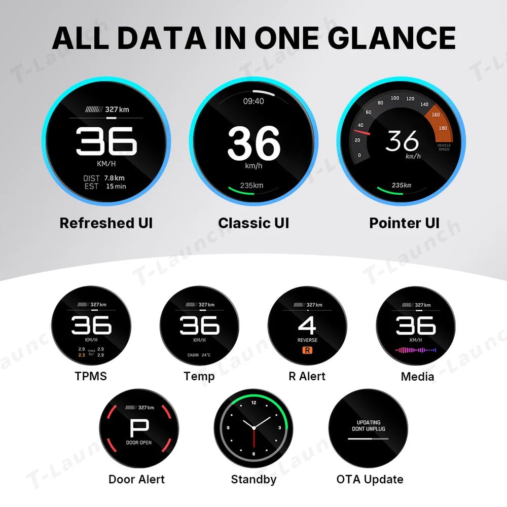 Wireless Mini HUD Display – Smart Driving Screen for Tesla Model Y Juniper 2025+/ Model 3 Highland 2024+ - T-Launch