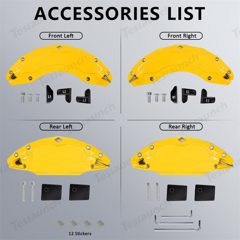 Yellow 2021-2026 Model S/X Brake Caliper Covers (4Pcs) for Tesla - T-Launch