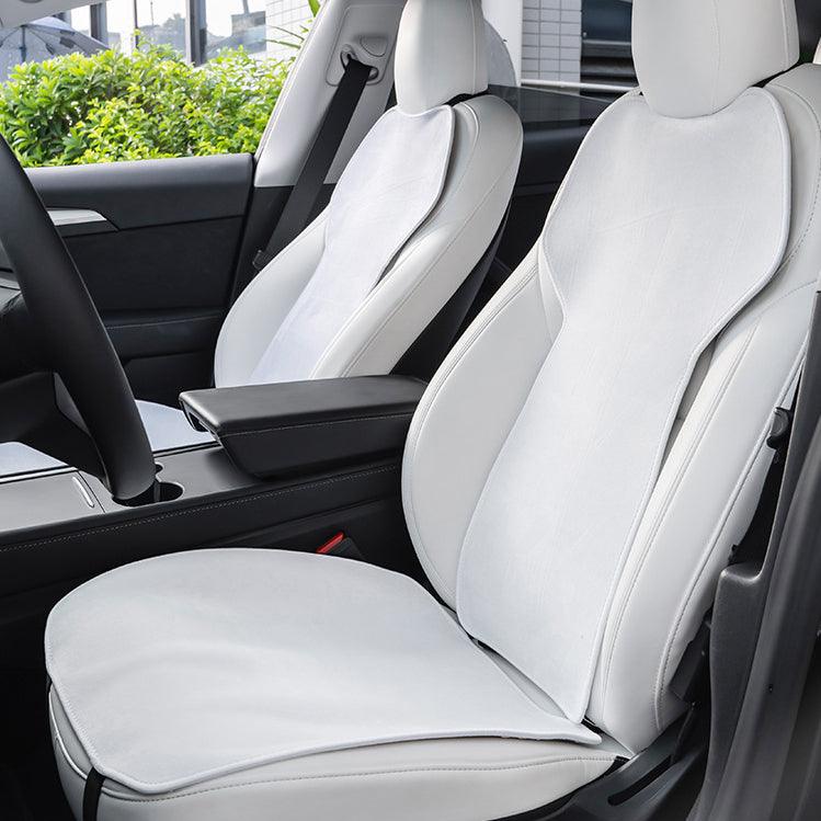 EVAMPIFY Front Rear Seat Cushion and Backrest for Tesla Model 3 Model Y - Breathable Material (2017-2023), White / Model Y / Full Set (Front & Rear Seat)