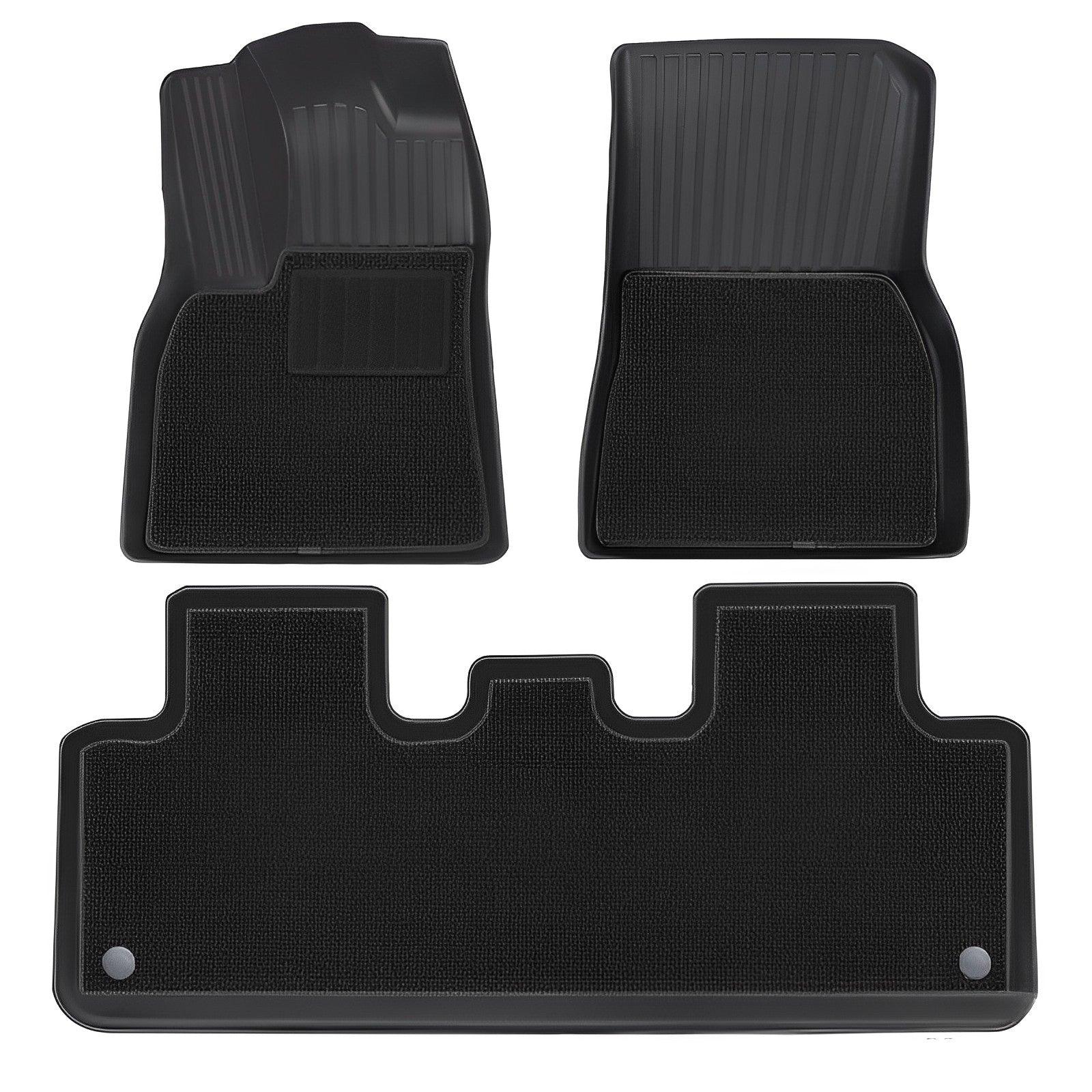 Tesla Model Y Floor Mats All Weather Double Layer Flocking TPE (2020-2023) - TESLAUNCH