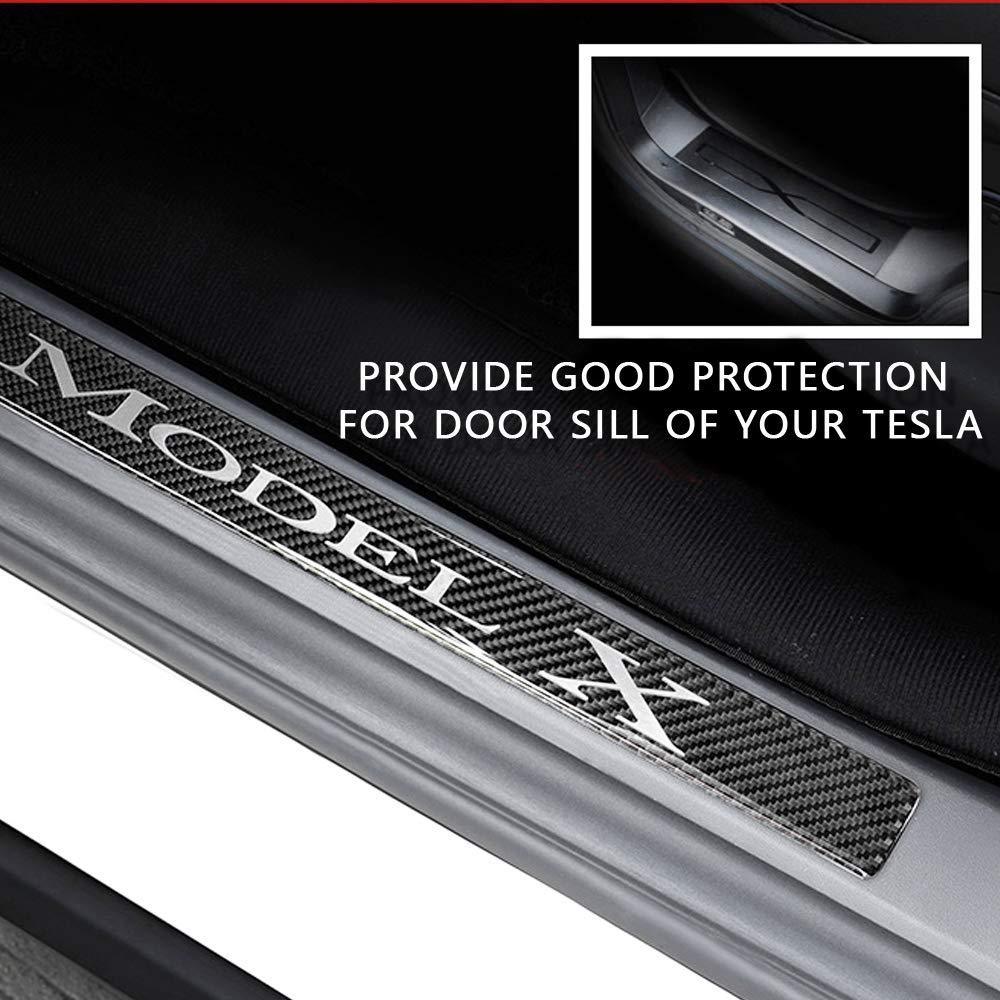 4 Stück Auto Einstiegsleisten Schutz für Tesla Model 3, Kohlefaser