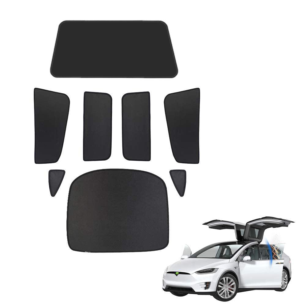 Kit de pare-soleil en maille Dense pour fenêtre de voiture entière et toit  ouvrant (8 pièces) pour Tesla Model X(2015 – 2020), accessoires de voiture