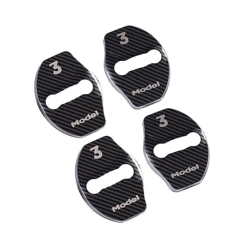 Model 3 & Y Door Latch Lock Covers CF Coated (Set Of 4) - TESLAUNCH
