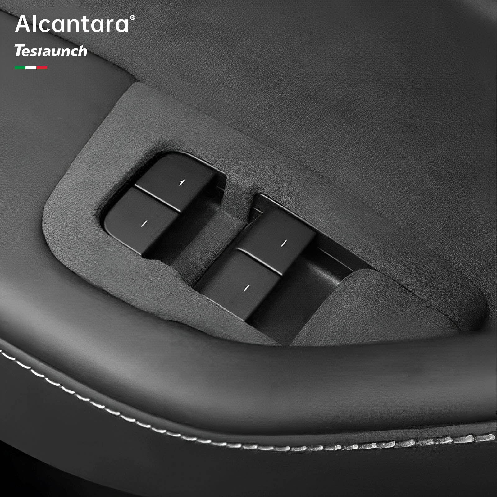 Tesla Alcantara Window Switch Button Cover for Model 3/Y (2017-2023), Charcoal Black