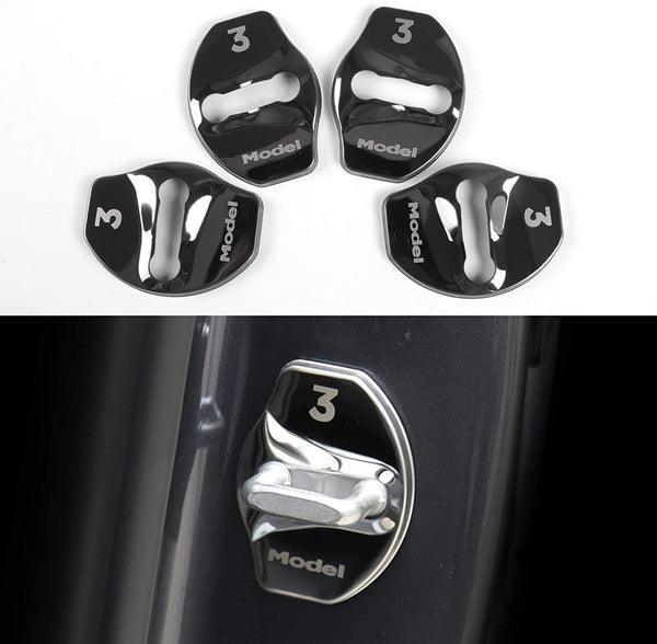 Model 3 & Y Door Latch Lock Covers CF Coated (Set Of 4) - TESLAUNCH