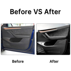 Door Protector for Tesla Model 3, Door Inner Trim Cover Overlay (Carbon Fiber Pattern ABS) (2021-2023) - TESLAUNCH