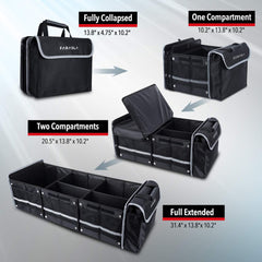 Wasser- und auslaufsicherer großer zusammenklappbarer Kofferraum-Organizer für Tesla Model S/X/3/Y/Cybertruck (2012-2024)
