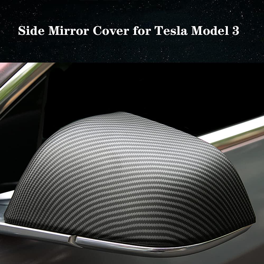 ABS Matte Black Carbon Fiber Mirrors Cap For Model 3 (Carbon Fiber Pattern ABS) (1 pair) (2017-2023) - TESLAUNCH