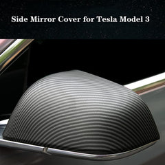 ABS Matte Black Carbon Fiber Mirrors Cap For Model 3 (Carbon Fiber Pattern ABS) (1 pair) (2017-2023) - TESLAUNCH
