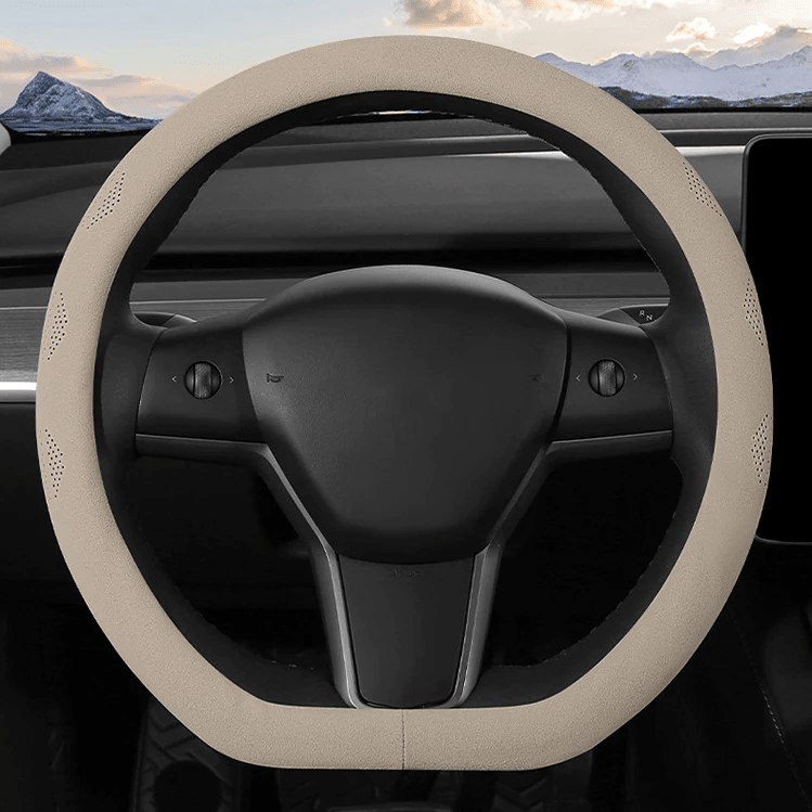 Alcantara Ultra Thin Sweat Absorbing Steering Wheel Cover for Tesla Model 3/Y - T-Launch