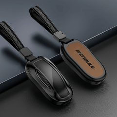 Alloy and Leather Key Fob Cover for Tesla Model 3/Y/S/X - T-Launch
