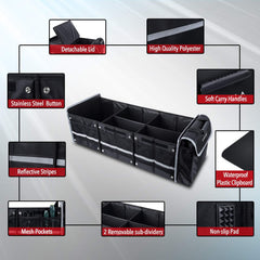 Wasser- und auslaufsicherer großer zusammenklappbarer Kofferraum-Organizer für Tesla Model S/X/3/Y/Cybertruck (2012-2024)