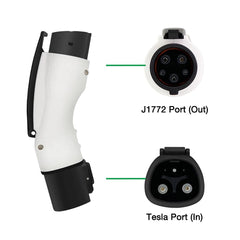 To J1772 Adapter Charger for Tesla All Model S/X/3/Y, 40Amp / 250V AC Max, For Level 1 - Level 2 Charging, IP44 Weatherproof