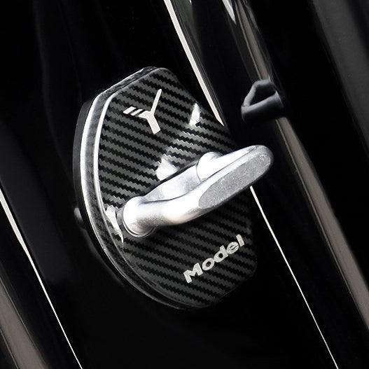 Model 3 & Y Door Latch Lock Covers CF Coated (Set Of 4) - TESLAUNCH
