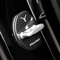 Model 3 & Y Door Latch Lock Covers CF Coated (Set Of 4) - TESLAUNCH