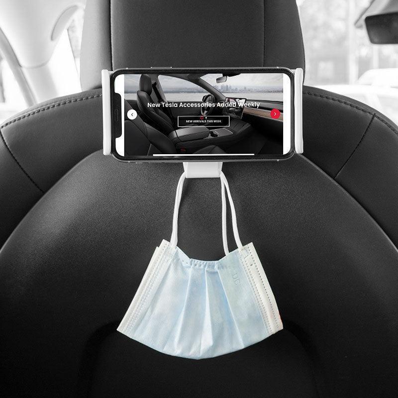 Tesla Model 3/Y Back Seat Pad & Phone Mount (360 Degree Tablet Support), Black