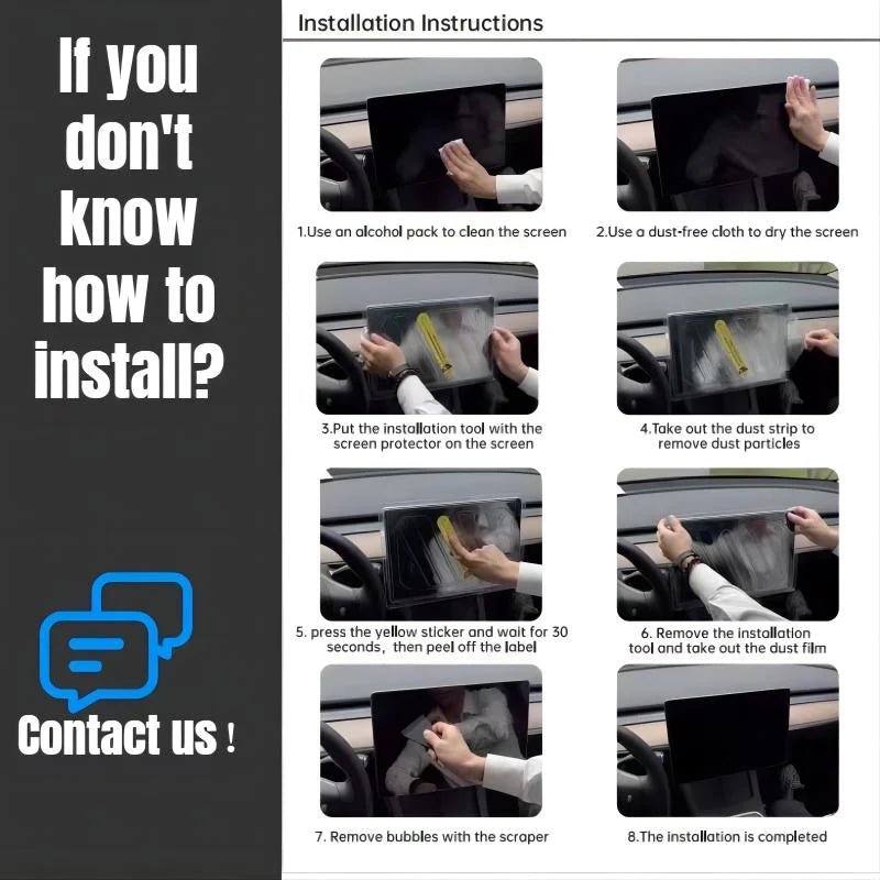 Dashboard Screen & Second Row Seat Screen Protector Tempered Film Fully Covers For Tesla 2024+ Model 3 Highland - T-Launch