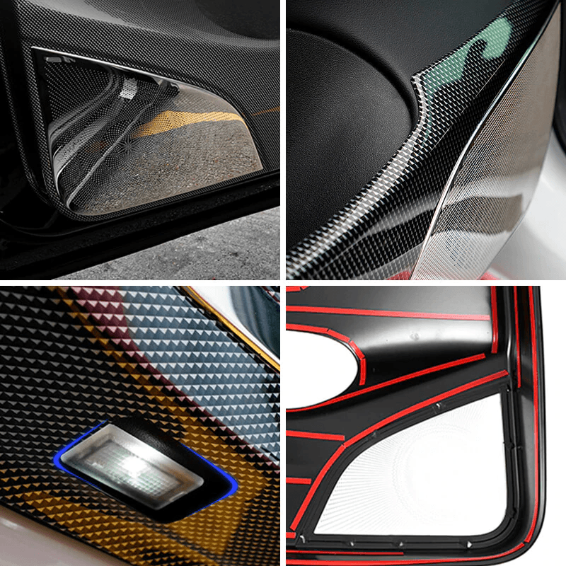 Door Protector for Tesla Model 3, Door Inner Trim Cover Overlay (Carbon Fiber Pattern ABS) (2021-2023) - TESLAUNCH