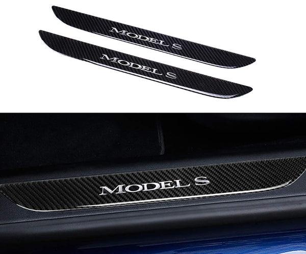 Tesla Carbon Fiber Door Sill Protector Cover For Model S (2016-2020) - TESLAUNCH