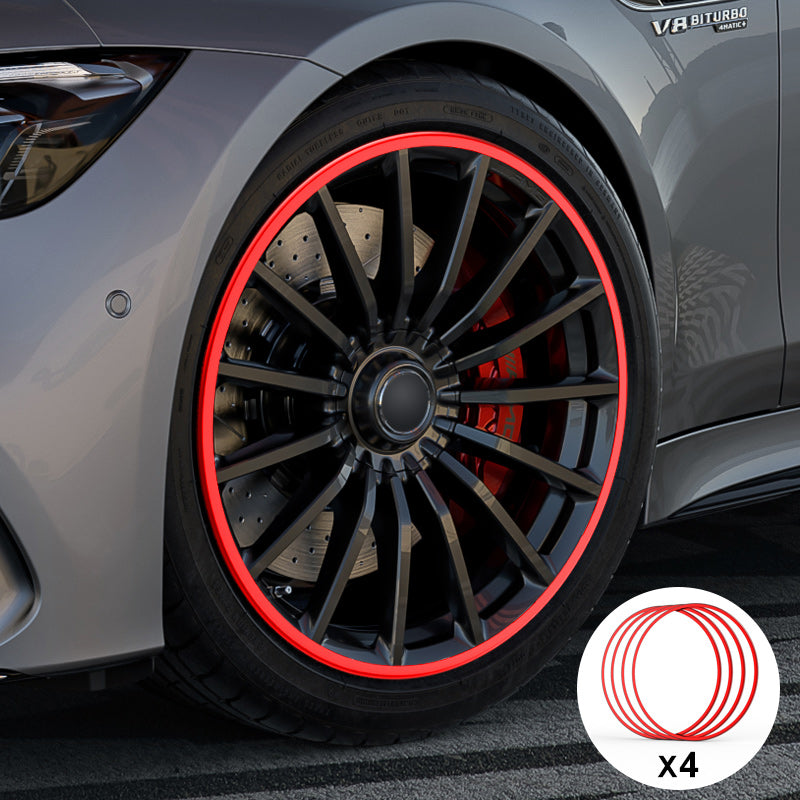 Protecteur de jante de roue en alliage d'aluminium rouge, convient à toutes  les voitures (4 pièces) - 18 / Red