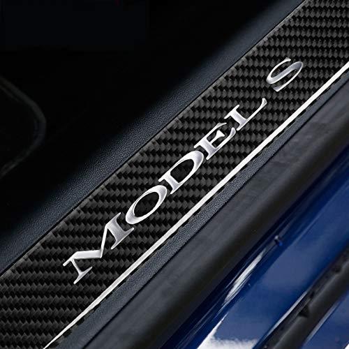 2 Protezioni Davanzale Porta Posteriore Per Tesla Model S 2021-2024 – Carbon Look, ABS, Antigraffio