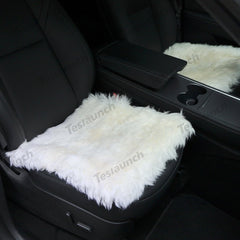 Faux Sheepskin Front Seat Covers Black/White For Tesla Model S/X/3/Y/Cybertruck-2PCS - T-Launch