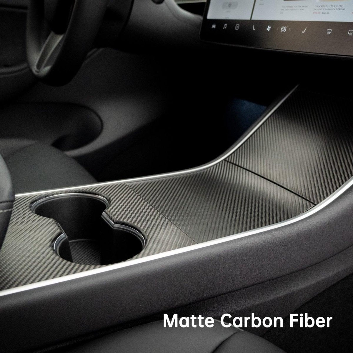 Model 3/Y Center Console Cover for Tesla, Decoration Wrap Kit (Carbon Fiber Pattern ABS) (Gen.1) (2017-2020) - T-Launch