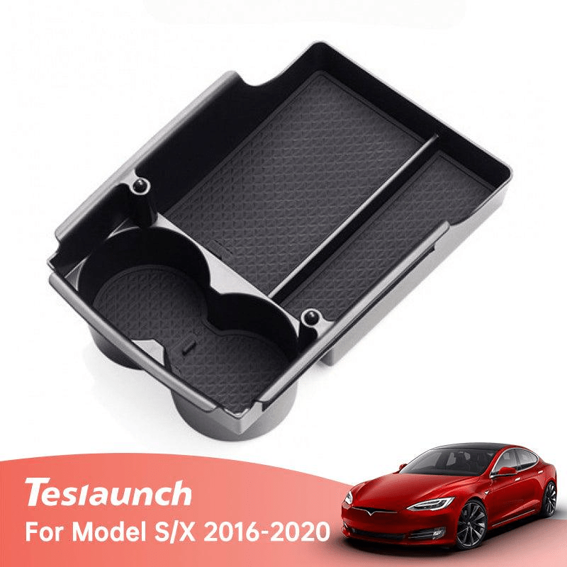 Model S/X Center Console Organizer Storage Box Tray Cup Holder (2016-2020) - T-Launch