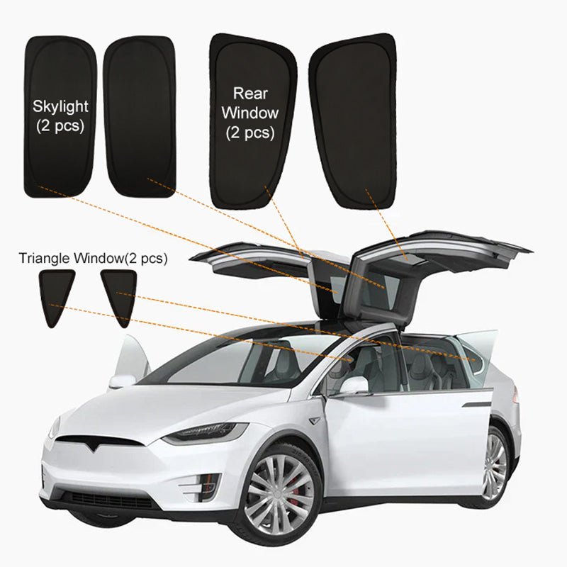 Model X(2015-2026) Privacy And Thermal Insulated Sunshades Curtains for Tesla Opaque Sun Visor for Camping and Daily Use - T-Launch