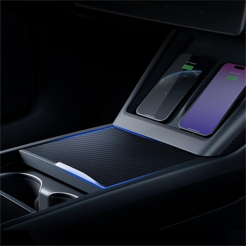 Real Carbon Fiber Center Console Cover for Tesla Model Y Juniper 2025+ - T-Launch