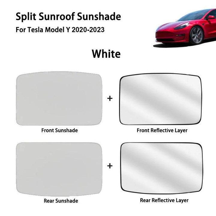 Split Glass Roof Sunshade for Tesla Model Y(2020-2024) Sun Visor Accessories Sun Blocking Heat Shade - T-Launch